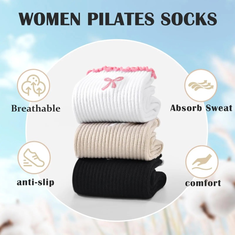 Pilates & Yoga Unleashed International Academy - Professional Yoga Socks, Cotton Strap Silicone
