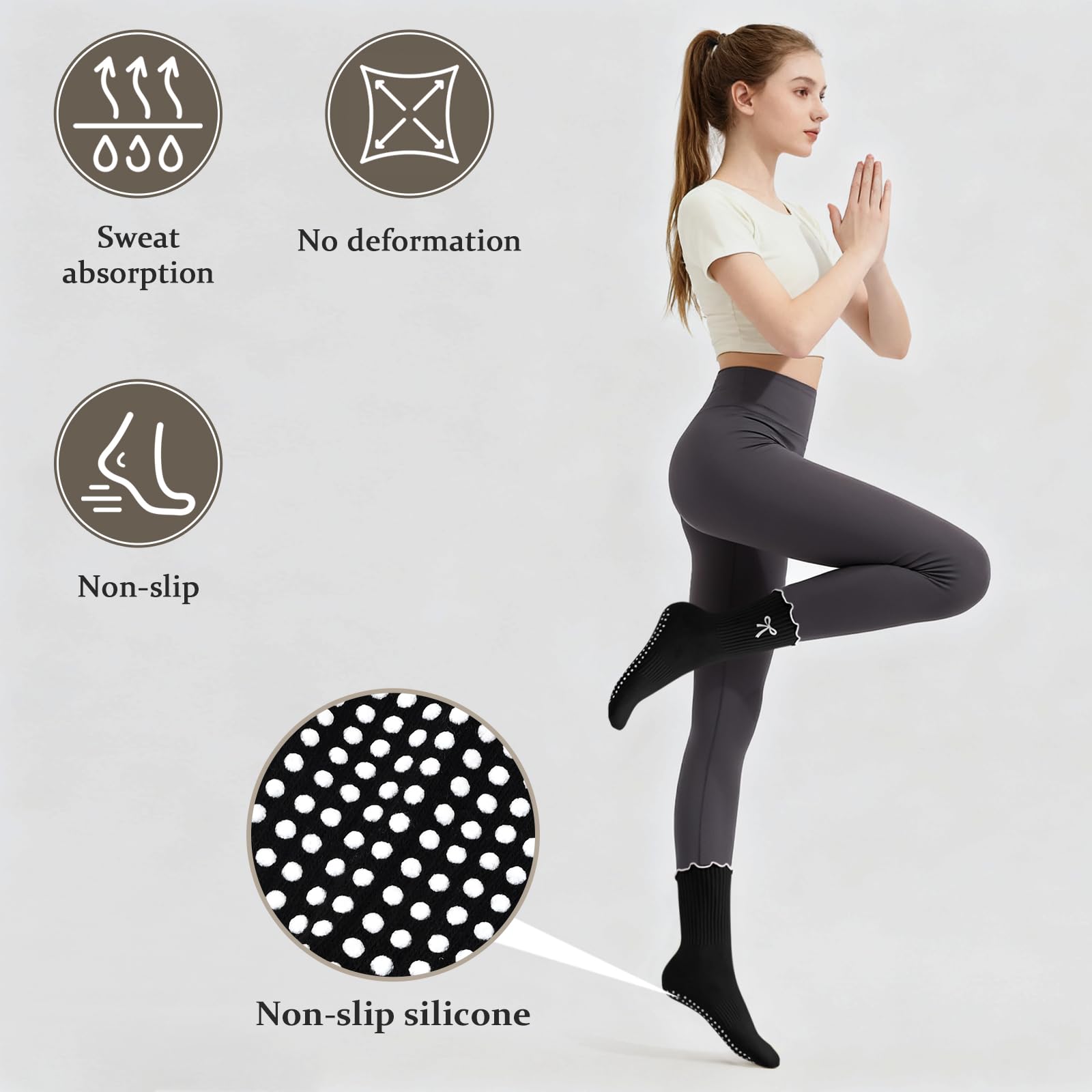 3 Pairs Non-Slip Grip Pilates  - Pilates Yoga Hose recension och pris